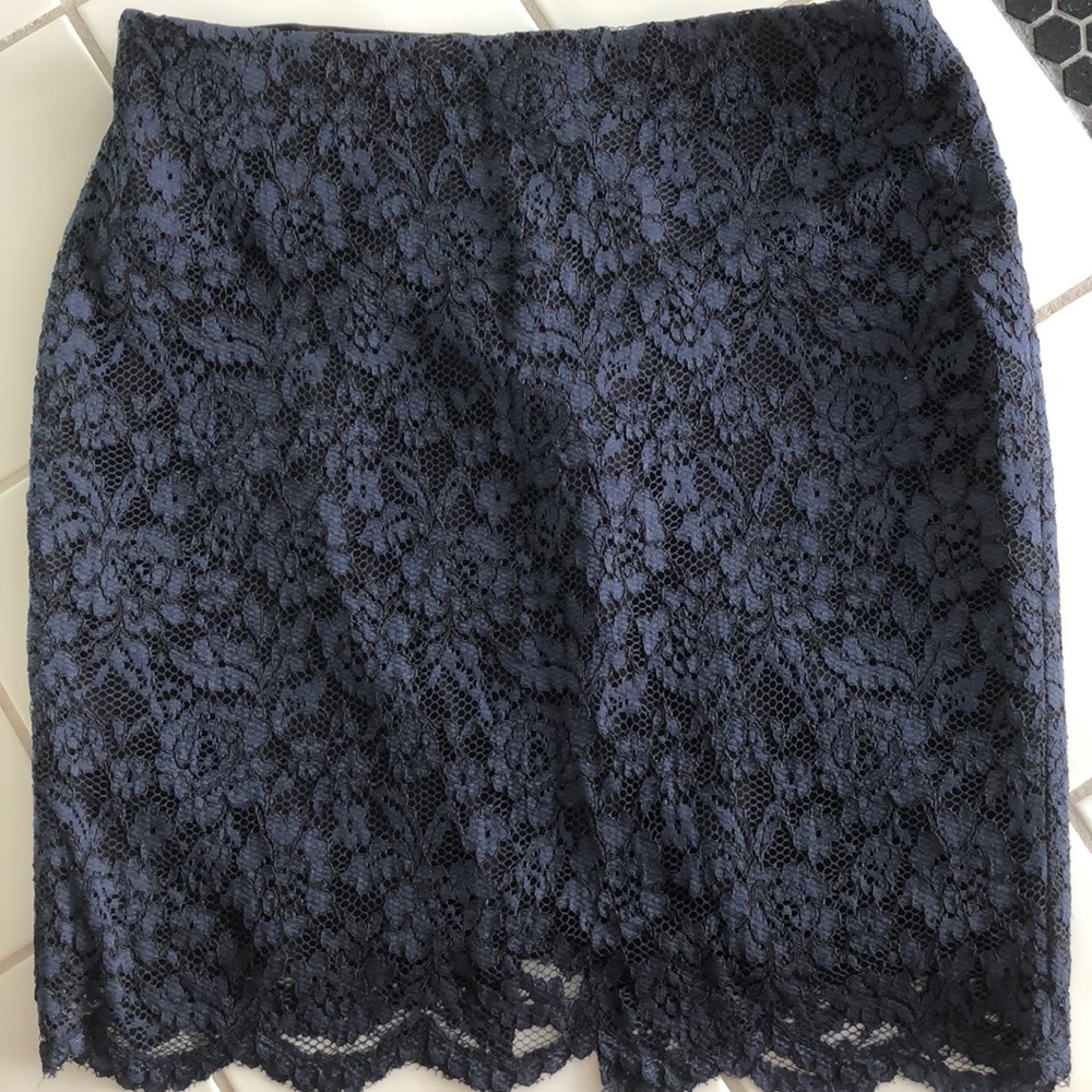 Vince Camuto Navy Lace Skirt